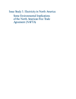 Issue Study 3 Electricity in Canada, Mexico and the United States