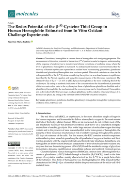 93-Cysteine Thiol Group in Human Hemoglobin Estimated from in Vitro Oxidant Challenge Experiments