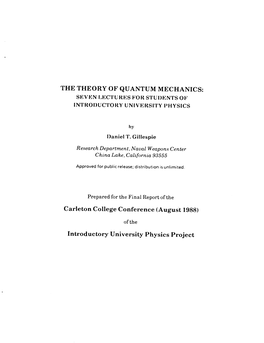 THE THEORY of QUANTUM MECHANICS: Sflvtin LI.,Lc'[URI.]S F OR S'l'ui)L.Ln'l.Sol..- TN'froi)UC'i'o RY UNI V I.]RSI'i'y I' H YSICS