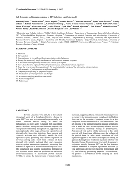 1520 Cell Dynamics and Immune Response to BLV Infection