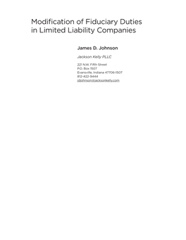 Modification of Fiduciary Duties in Limited Liability Companies