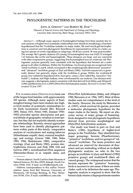 Phylogenetic Patterns in the Trochilidae