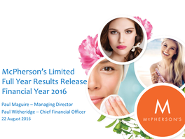 Mcpherson's Limited Results for the Year Ended 30 June 2014