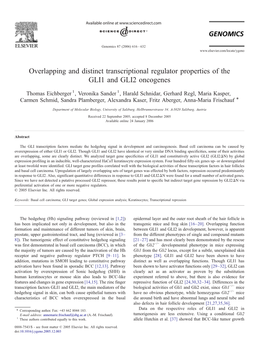 Overlapping and Distinct Transcriptional Regulator Properties of the GLI1 and GLI2 Oncogenes