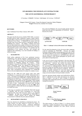 Establishing the Power Plant Contracts for the Leyte Geothermal Power Project