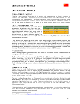 CHINA: FOREST PROFILE1 China Has a Great Variety of Forest Types