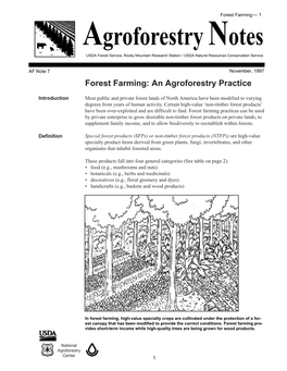 Forest Farming: an Agroforestry Practice