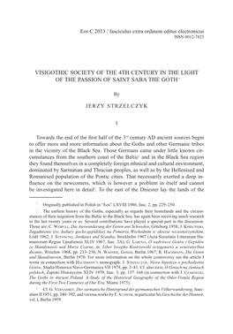 Visigothic Society of the 4Th Century in the Light of the Passion of Saint Saba the Goth *