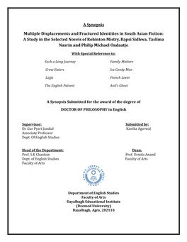 A Synopsis Multiple Displacements and Fractured Identities in South