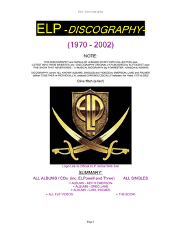 Elp -Discography