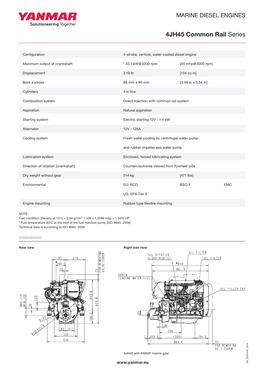 4JH45 Common Rail Series Rail Common 4JH45 Marine Diesel Engines Bso Ii Ii Bso [471 Lbs] In] X3.54 in [3.46 [134 In] Cu Rpm] Mhp@3000 [45 EMC