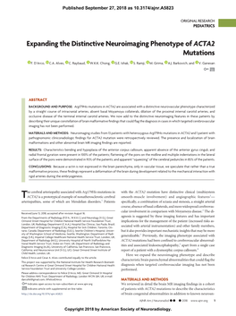 Expanding the Distinctive Neuroimaging Phenotype of ACTA2 Mutations