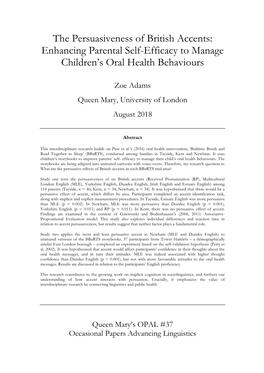 The Persuasiveness of British Accents: Enhancing Parental Self-Efficacy to Manage Children’S Oral Health Behaviours