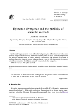 Epistemic Divergence and the Publicity of Scientific Methods