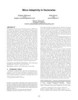 Micro Adaptivity in Vectorwise