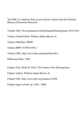 This PDF Is a Selection from an Out-Of-Print Volume from the National Bureau of Economic Research