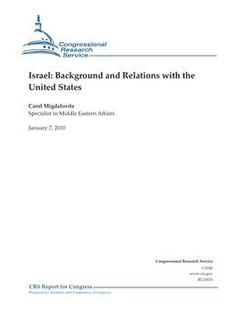 Israel: Background and Relations with the United States