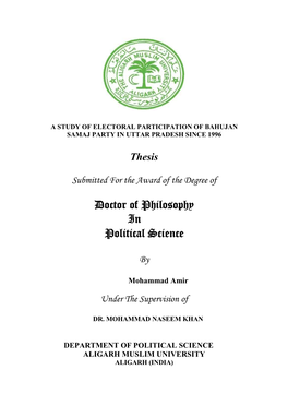 Doctor of Philosophy in Political Science