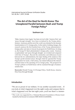 The Art of the Deal for North Korea: the Unexplored Parallel Between Bush and Trump Foreign Policy*