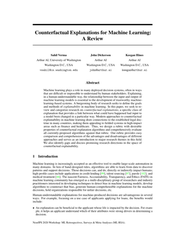 Counterfactual Explanations for Machine Learning: a Review