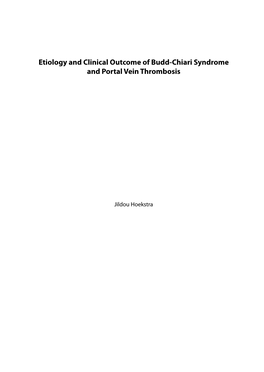 Etiology and Clinical Outcome of Budd-Chiari Syndrome and Portal Vein Thrombosis