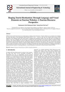 Shaping Tourist Destinations Through Language and Visual Elements on Tourism Websites: a Tourism Discourse Perspective