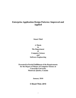 Enterprise Application Design Patterns: Improved and Applied