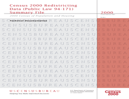 2000 Census 2000 Redistricting Data (Public Law 94-171)