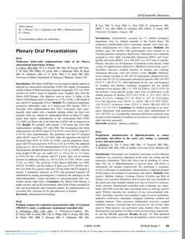 Plenary Oral Presentations Children Aged 348 Months with Gastroenteritis Were Enrolled in Six Canadian Pediatric Emergency Departments