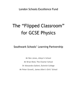 The “Flipped Classroom” for GCSE Physics