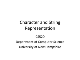 Character and String Representation