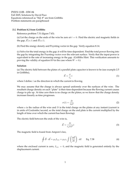 PHYS 110B - HW #4 Fall 2005, Solutions by David Pace Equations Referenced As ”EQ