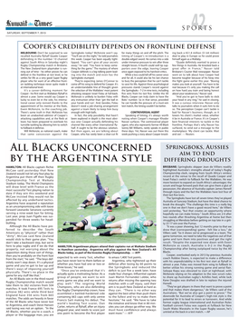 Blacks Unconcerned by the Argentina Style