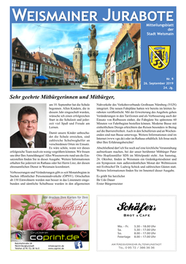 Weismainer Jurabote Jurabote09/2019 1 Mitteilungsblatt Der Stadt Weismain