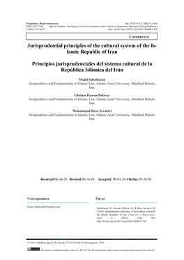 Jurisprudential Principles of the Cultural System of the Is- Lamic Republic of Iran