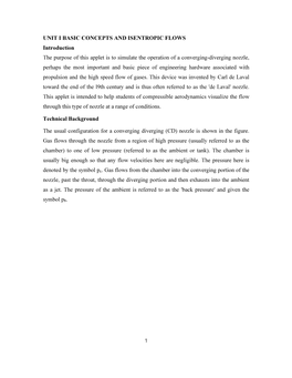 Unit I Basic Concepts and Isentropic Flows