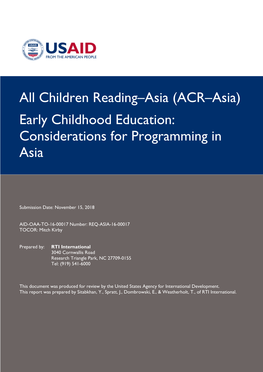 (ACR–Asia) Early Childhood Education