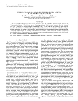 Unresolved H Enhancements at High Galactic Latitude In