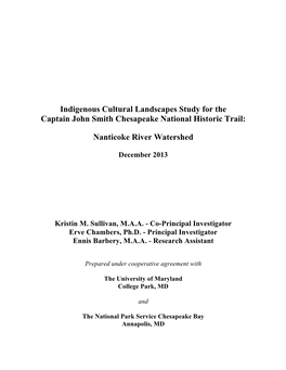 Defining the Nanticoke Indigenous Cultural Landscape