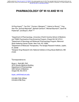 Pharmacology of W-18 and W-15