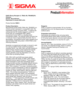 Dcr2 (Decoy Receptor 2, TRAIL-R4, TRUNDD)/Fc Chimera Human, Recombinant Expressed in Mouse NSO Cells