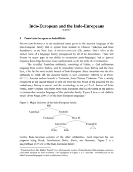 Indo-European and the Indo-Europeans 8/29/07