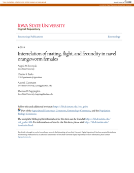 Interrelation of Mating, Flight, and Fecundity in Navel Orangeworm Females Angela M