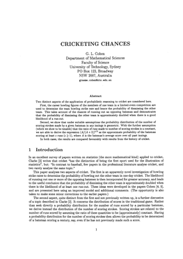 Cricketing Chances