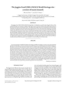 The Joggins Fossil Cliffs UNESCO World Heritage Site: a Review of Recent Research