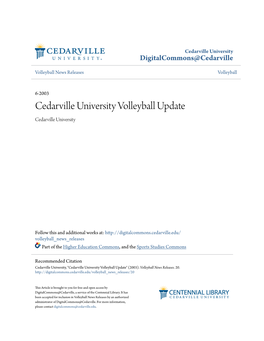 Cedarville University Volleyball Update Cedarville University