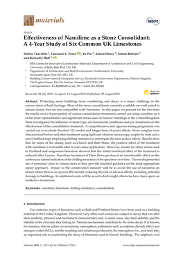 Effectiveness of Nanolime As a Stone Consolidant