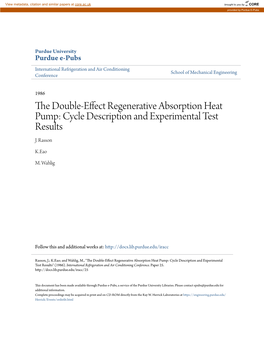 The Double-Effect Regenerative Absorption Heat Pump