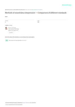 Methods of Sound Data Compression \226 Comparison of Different Standards