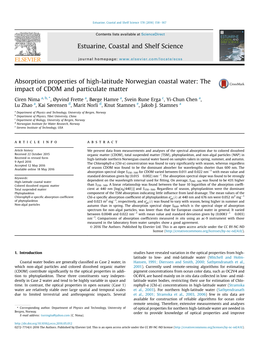 Absorption Properties of High-Latitude Norwegian Coastal Water: the Impact of CDOM and Particulate Matter